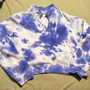 Vans Purple and White Tie-Dye Half-Zip Sweatshirt
